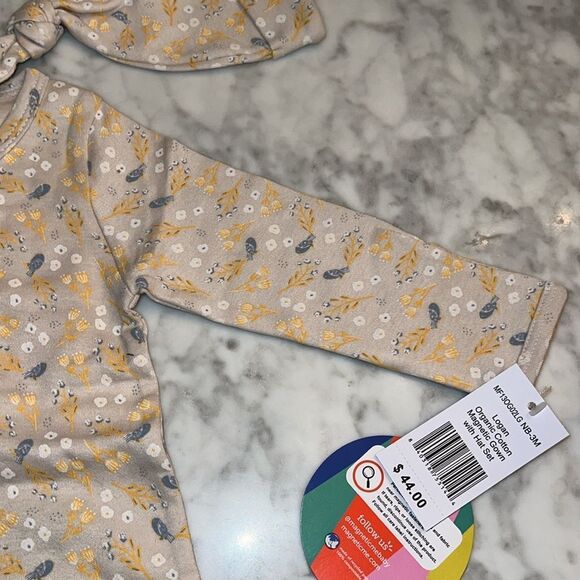 NWT MAGNETIC ME ORGANIC COTTON GOWN/HAT SET NB-3M - Picture 5 of 7